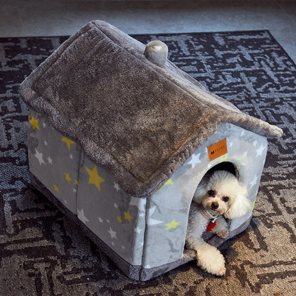 Foldable plushy pet House